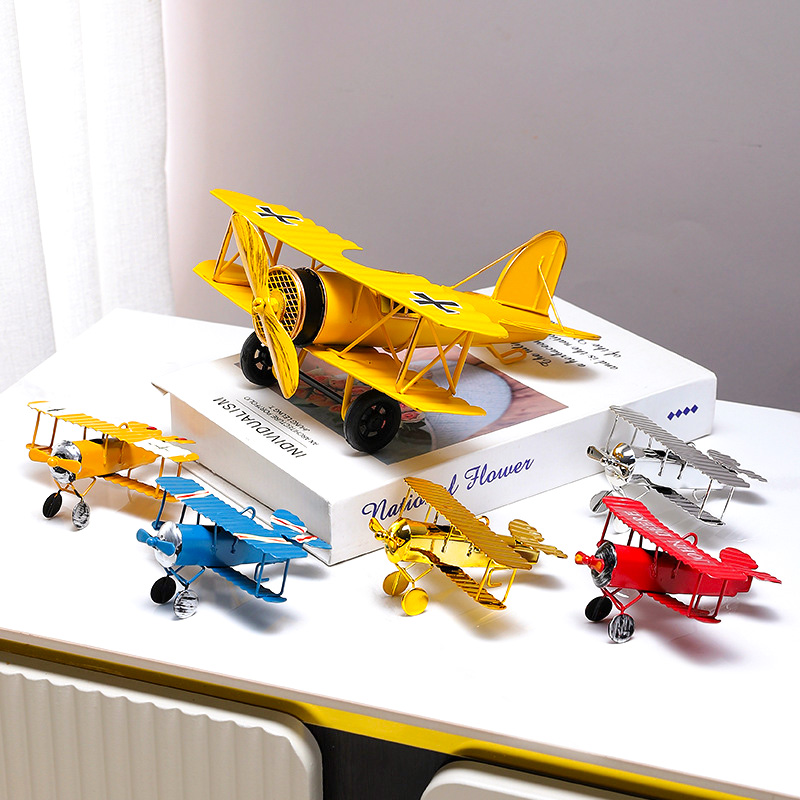 Vintage Collectible Furniture - Modelo de Avião de Metal Vintage,