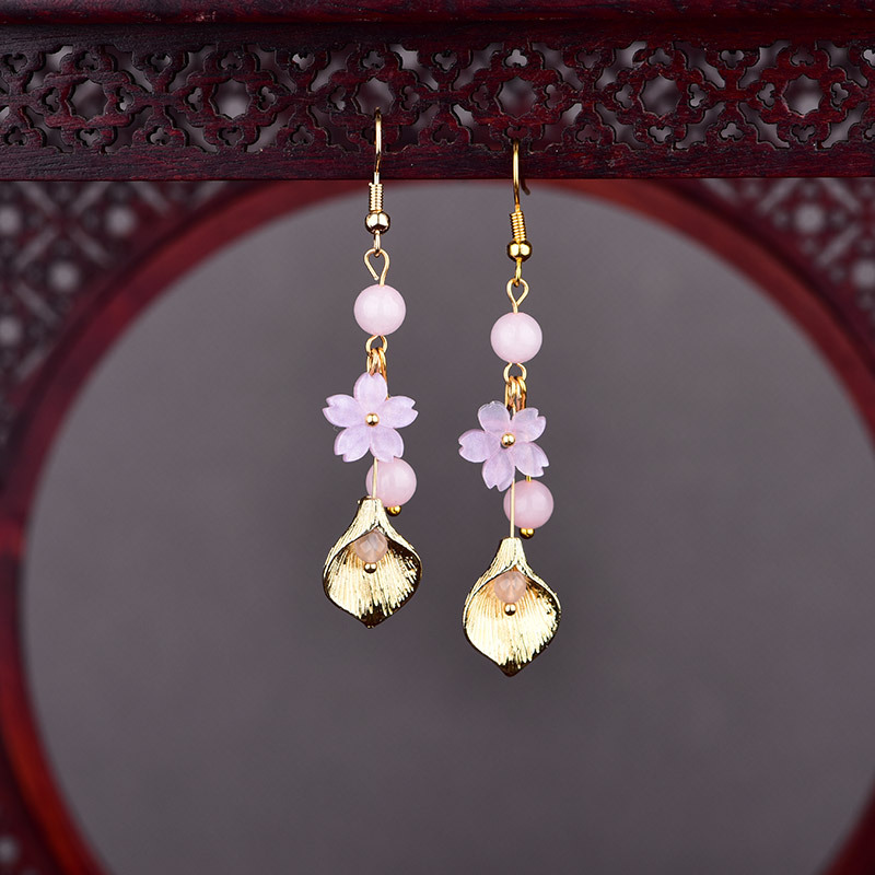 Vintage Jewelry Collection - Rosa natural jade flor brincos presentes