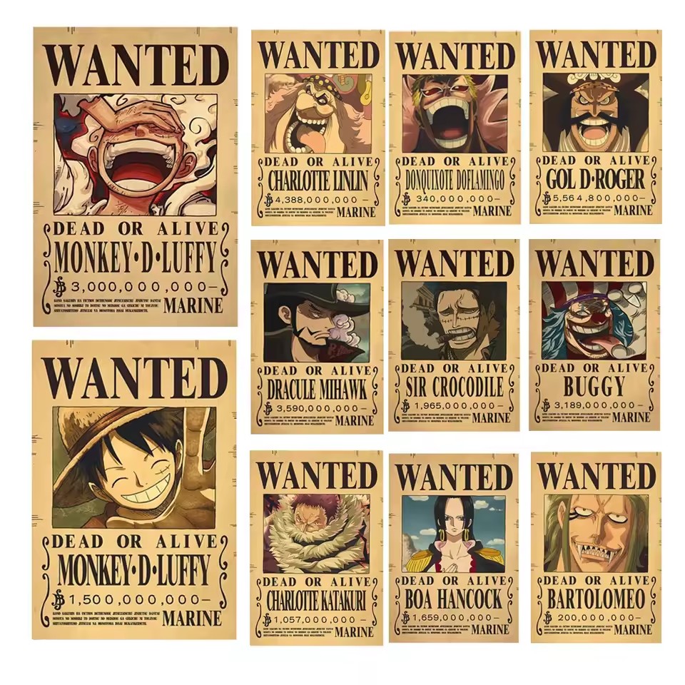 Vintage Collectible Cards - Pôsteres de Procurados do Anime One