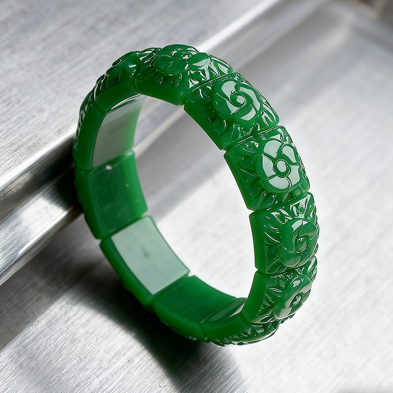 Real jade flor pulseira pulsei - Vintage Jewelry Collection avaliação e preço